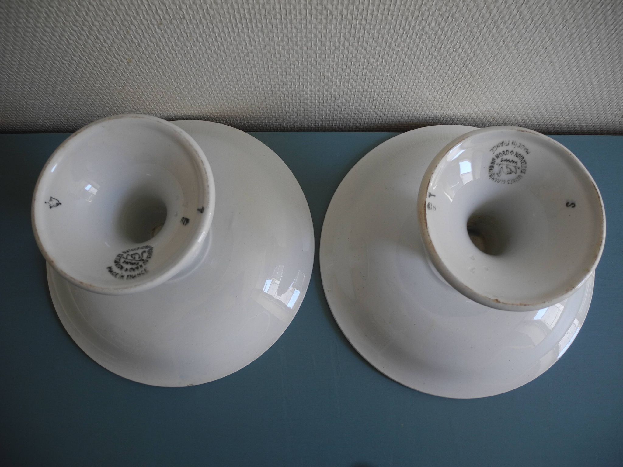 pair of St Amand earthenware compote dishes, new factories, 30s