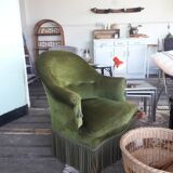 Fauteuil crapaud velours vert