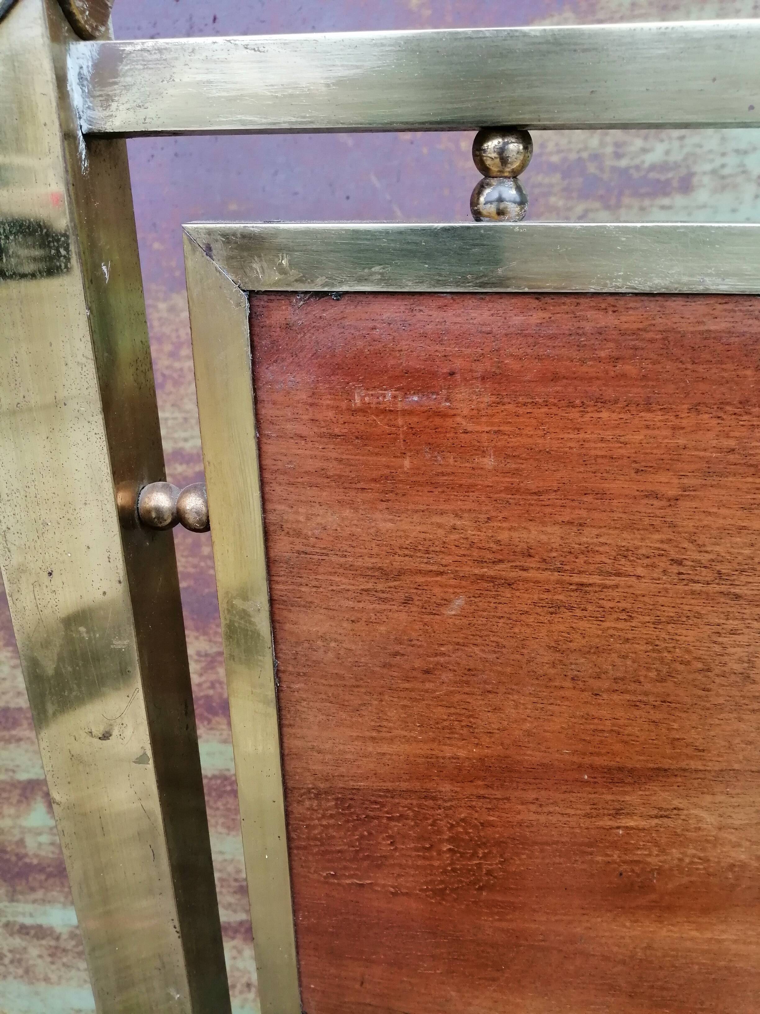 Very pretty old art deco bed 140 x 190 mahogany and gilded brass wood and metal