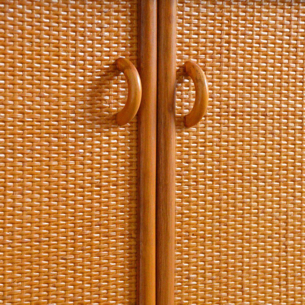 Enfilade / buffet wood and rattan vintage 1970s