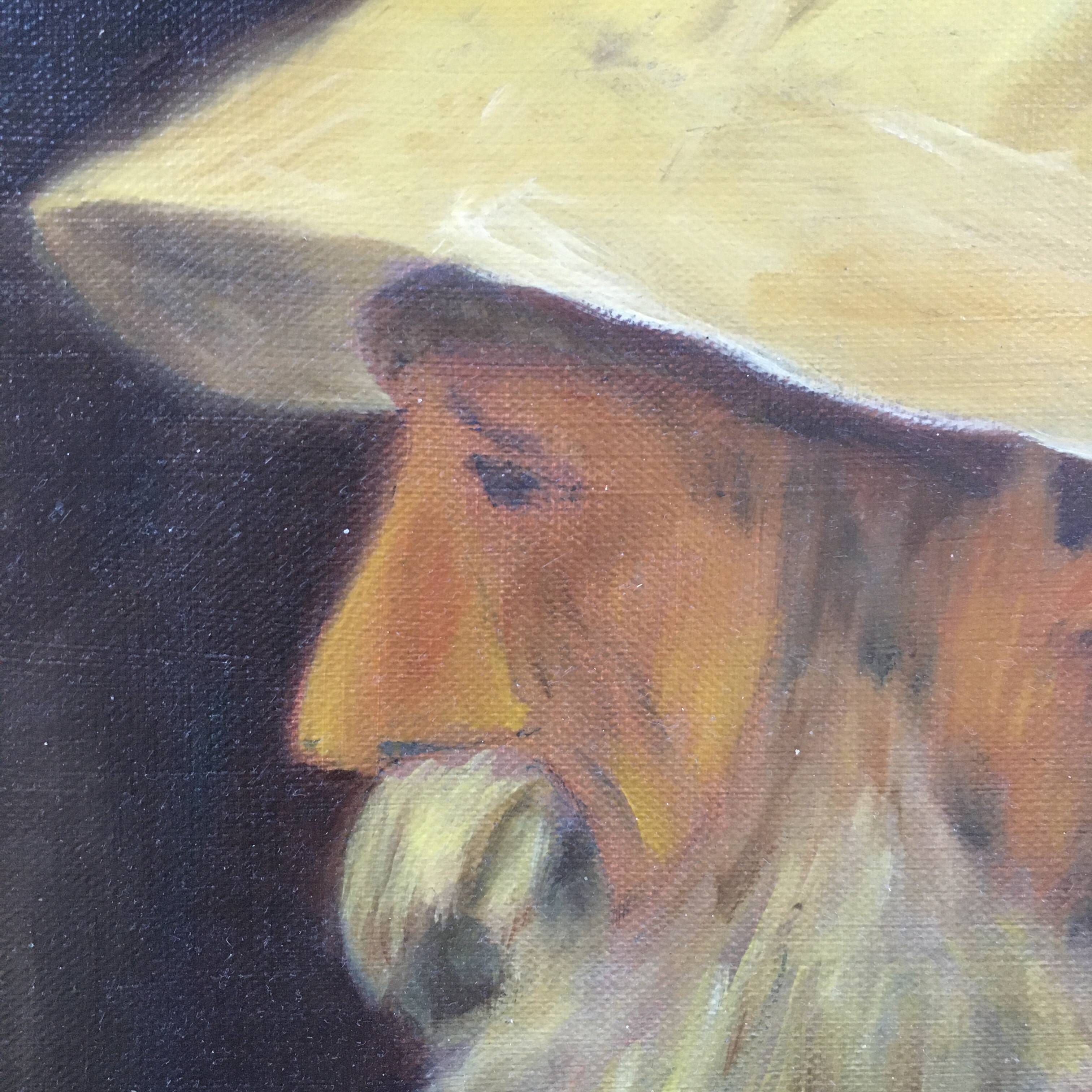 Chinese portrait table with a hat