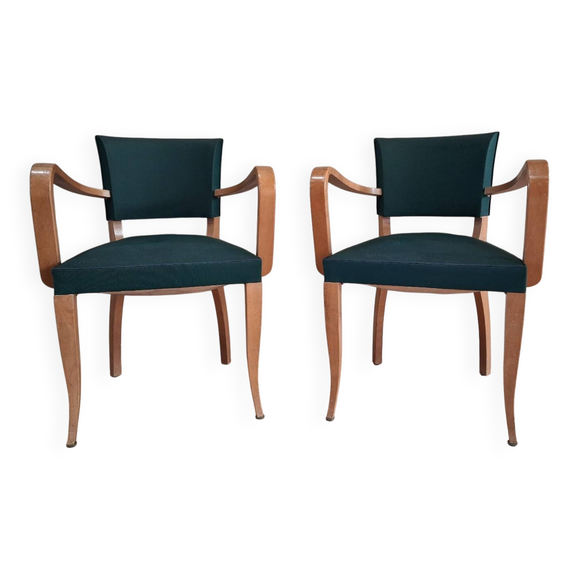 Pair of green bridge chairs