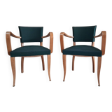 Pair of green bridge chairs