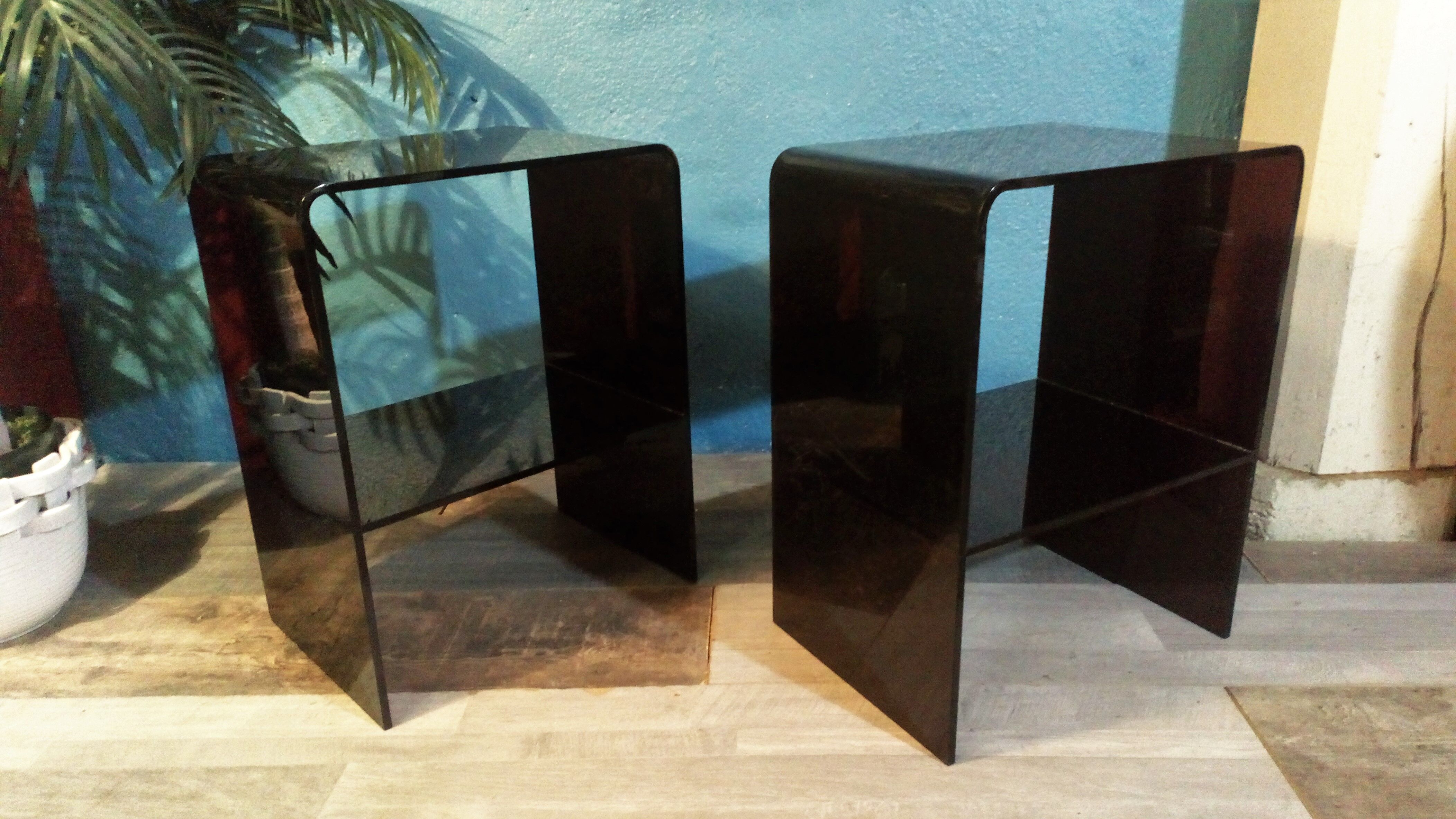 Plexiglas bedside tables 1970s
