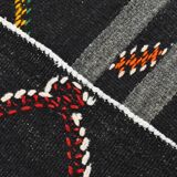 8x11 Gray & Black Striped Pattern Turkish Kilim Rug, 235x337Cm