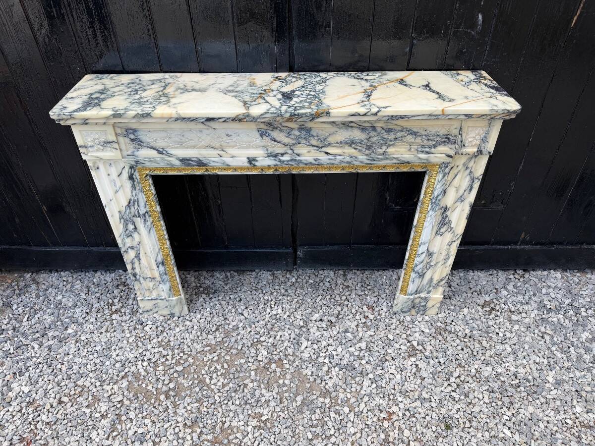 Louis XVI style fireplace in Paonazzo marble, circa 1880.