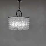 Mid century glass and chrome chandelier, 1960s