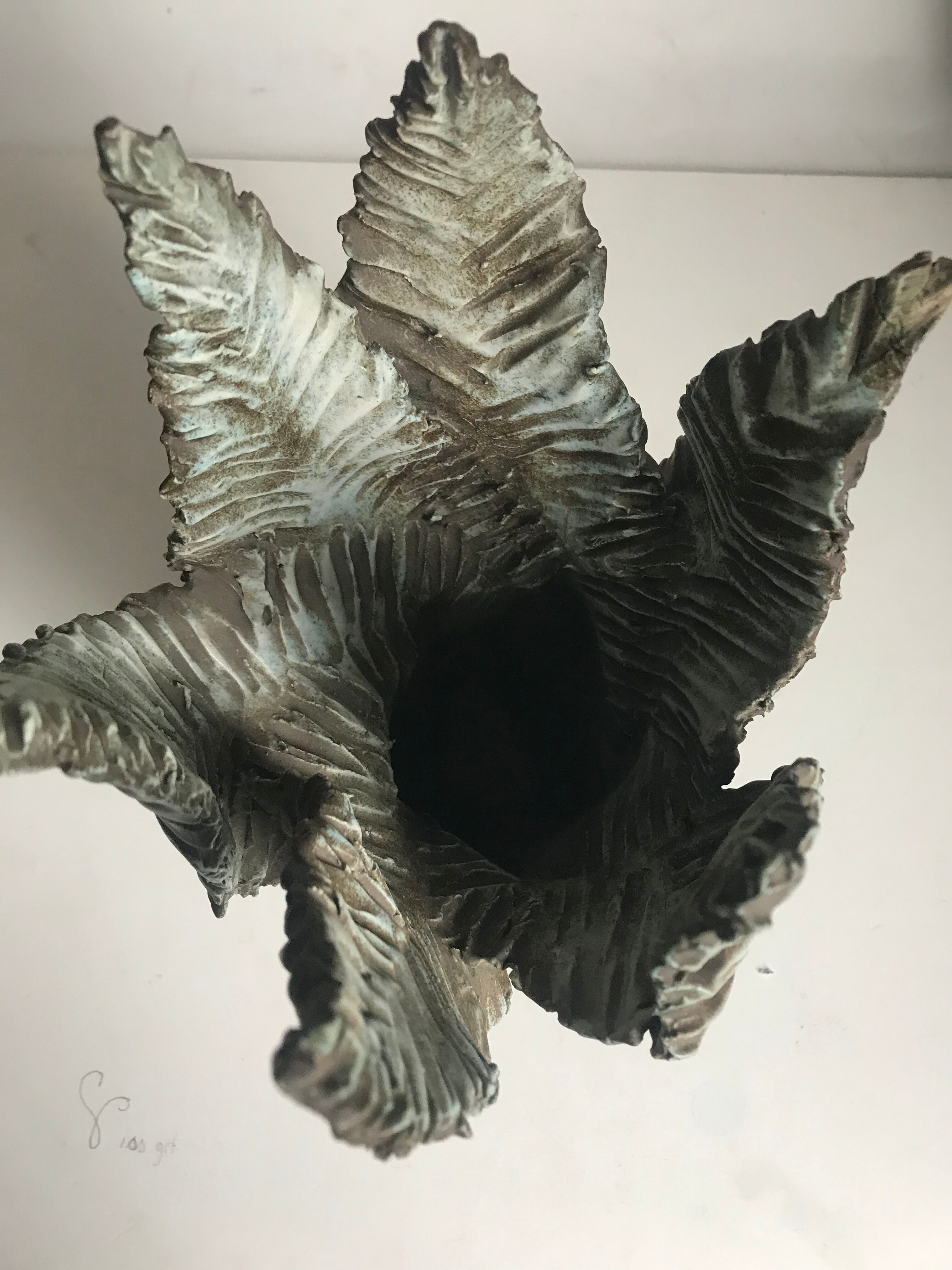 Ceramic vase in trompe l'oeil signed Jova