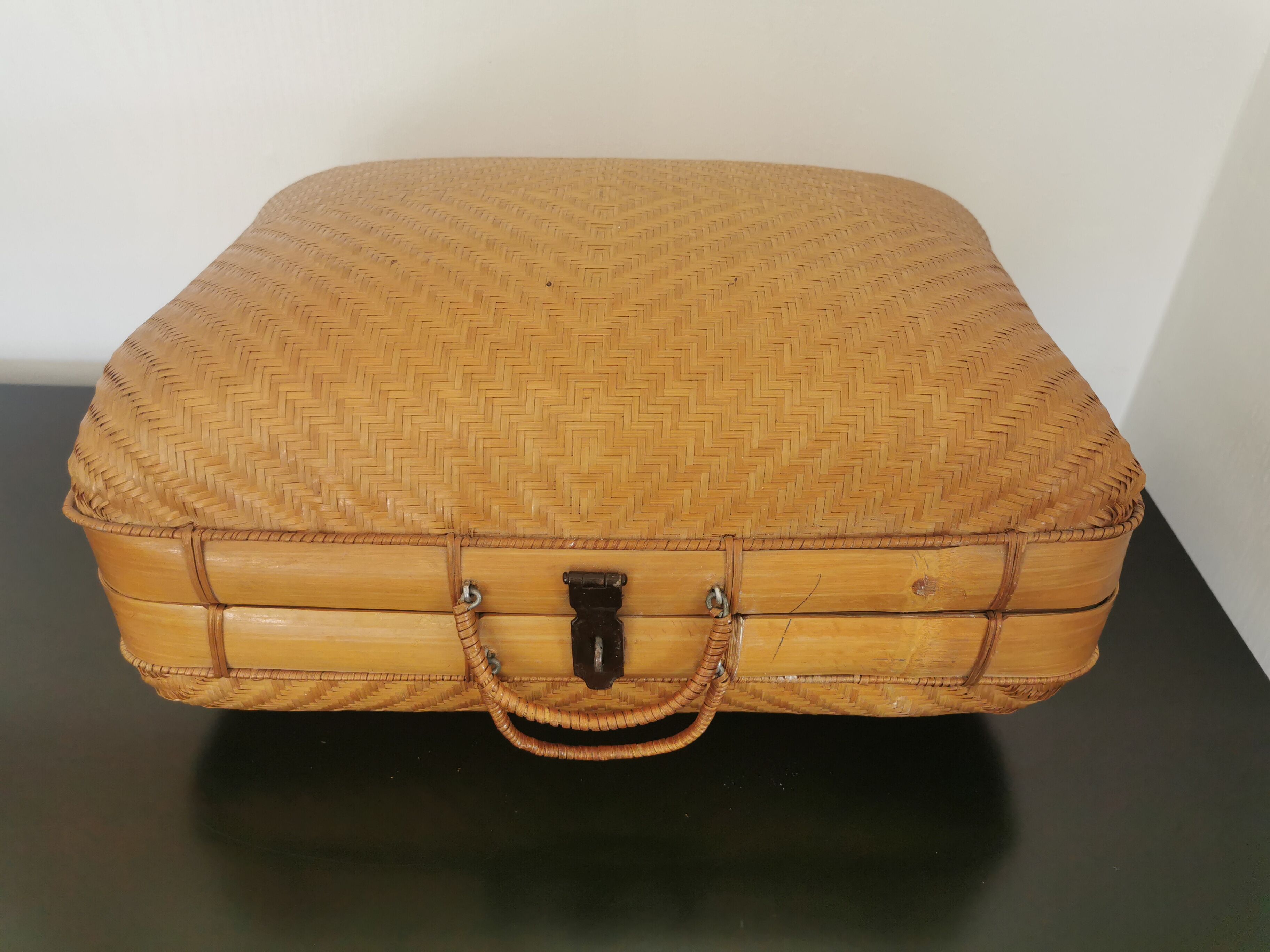 Vintage wicker suitcase