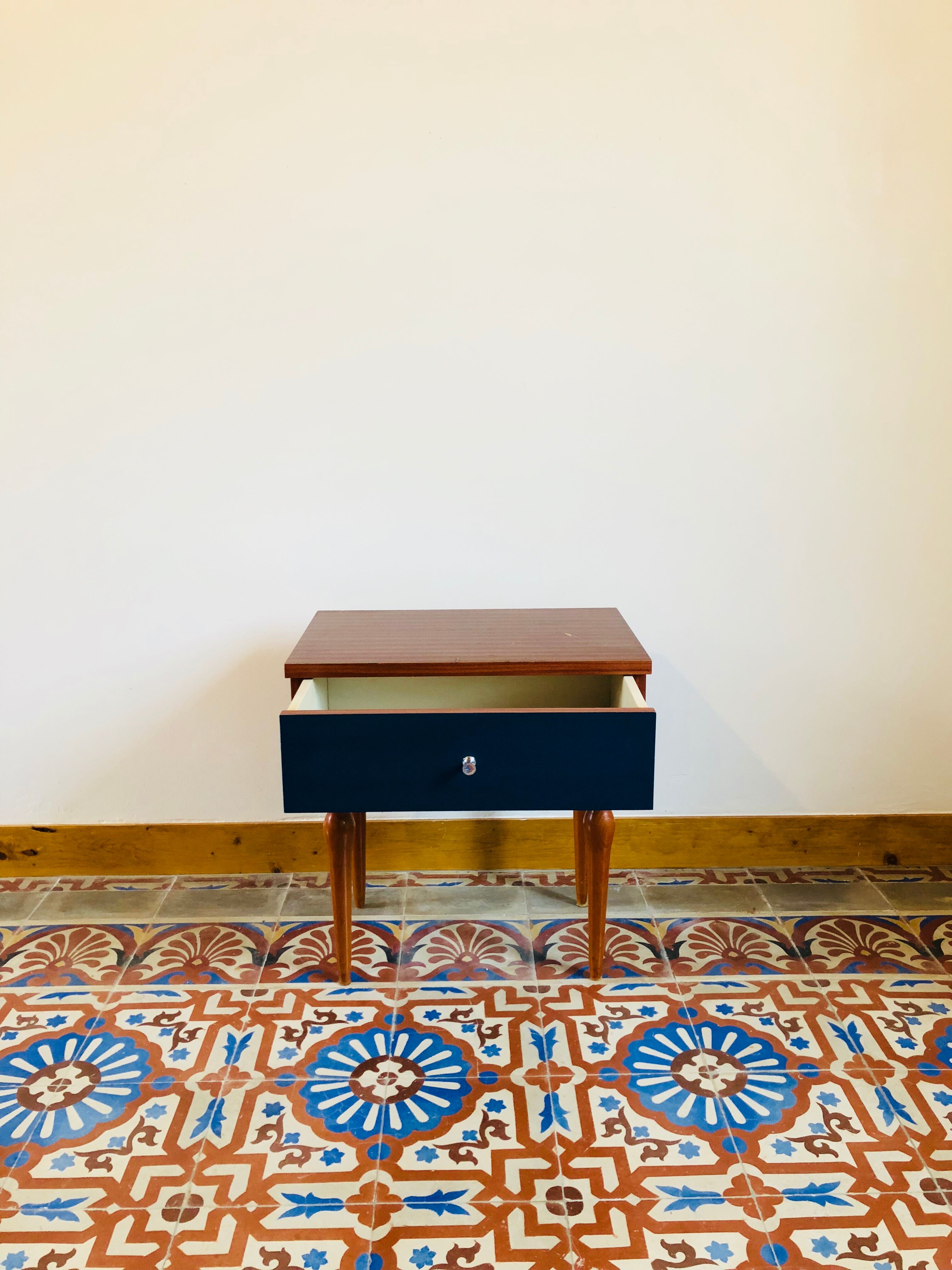 Electric blue vintage bedside