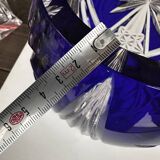 Vase Baccarat en Cristal Taillé Bleu Cobalt H 26 cm