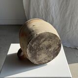 Large stoneware pot with ribbed handle H16