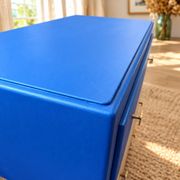 Antique oak commode – Blue Nila & brass