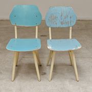 Set of 2 Czechoslovak chairs TON Bystrice Thonet White and Blue