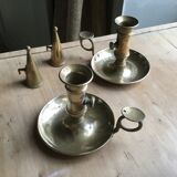 Pair of antique copper candle holders