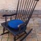 Rocking-chair vintage 50s in black lacquered wood