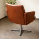 DDR Retro Swivel Armchair (1970s) – Brown Faux Leather & Checkered Seat