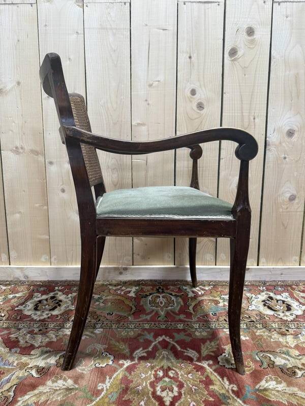 Suite de 6 fauteuils anglais en cannage