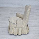 1950s, Danish armchair, reupholstered, creamy/white floral fabric.