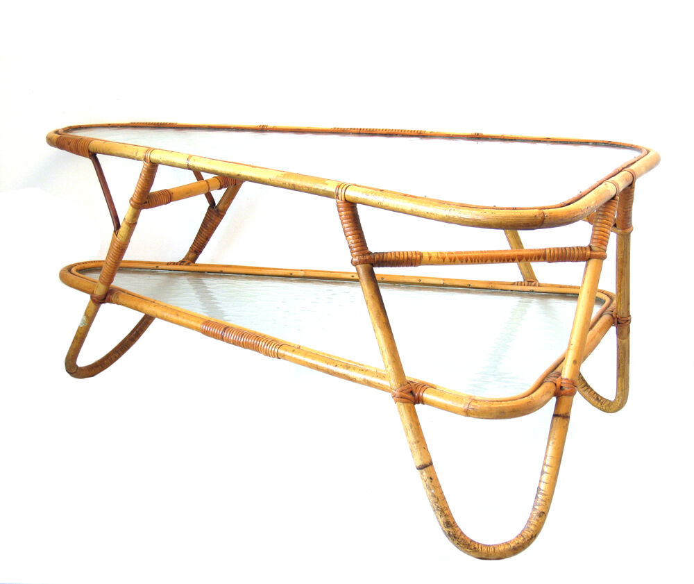 Grande table basse en rotin par Dirk van Sliedrecht pour Rohe Noordwolde.