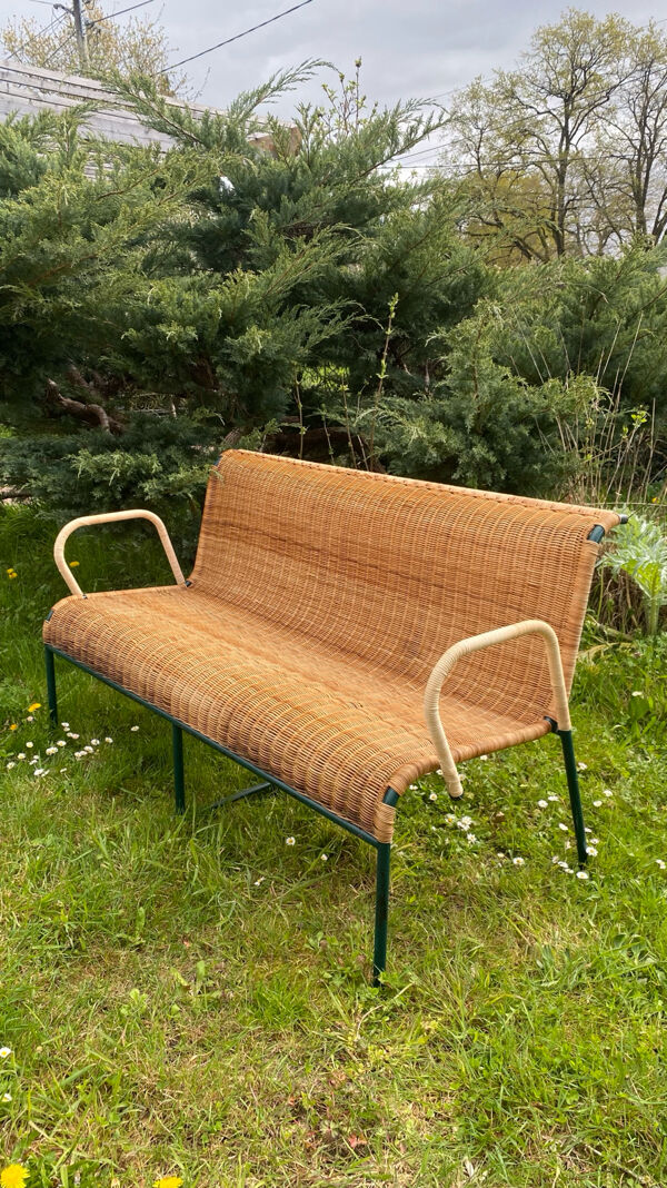 Canapé banquette en rotin