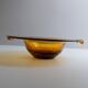Amber Murano Glass Bowl, Large Vintage 1970s Italian Mid-Century with Bubbles