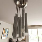 Aluminum waterfall ceiling light by Kaiser Idell / Leuchten, Germany, 1960s