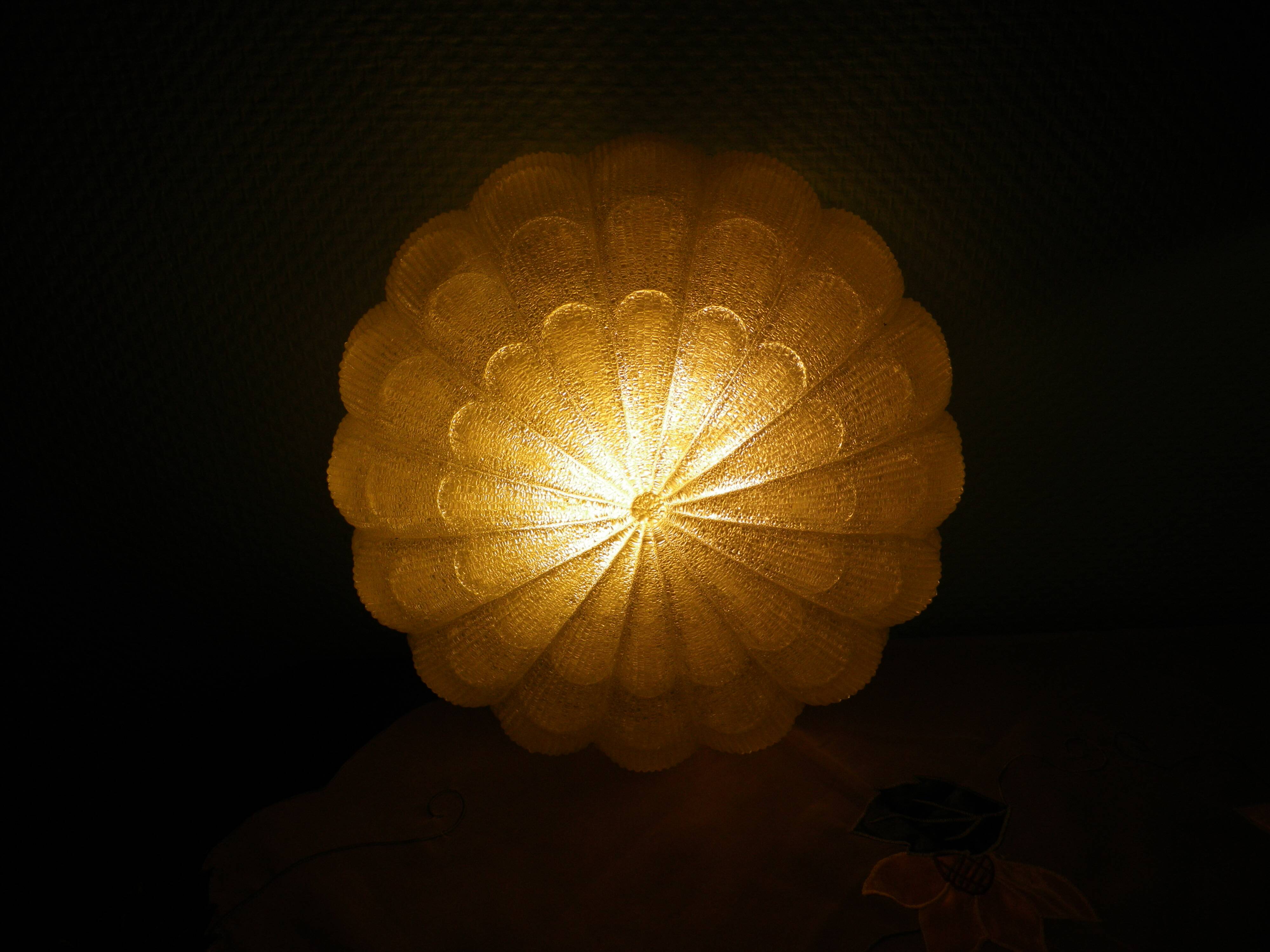 Flower-shaped press glass and glass ceiling light