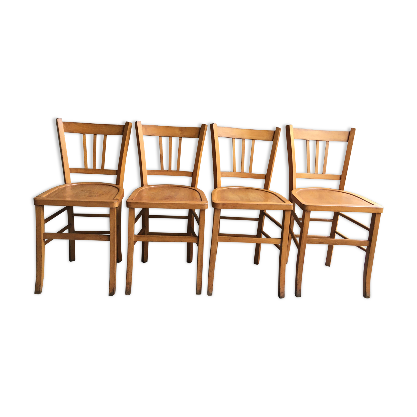 Set of 4 wooden farm chairs