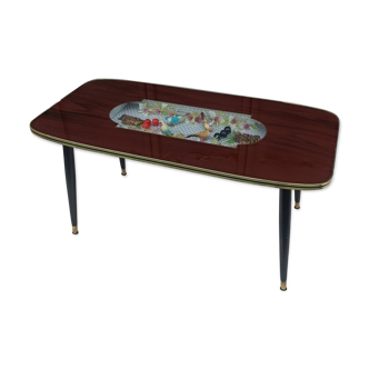 Coffee table of the 50s compass showcase bird and cherry