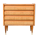 Commode en chêne et rotin