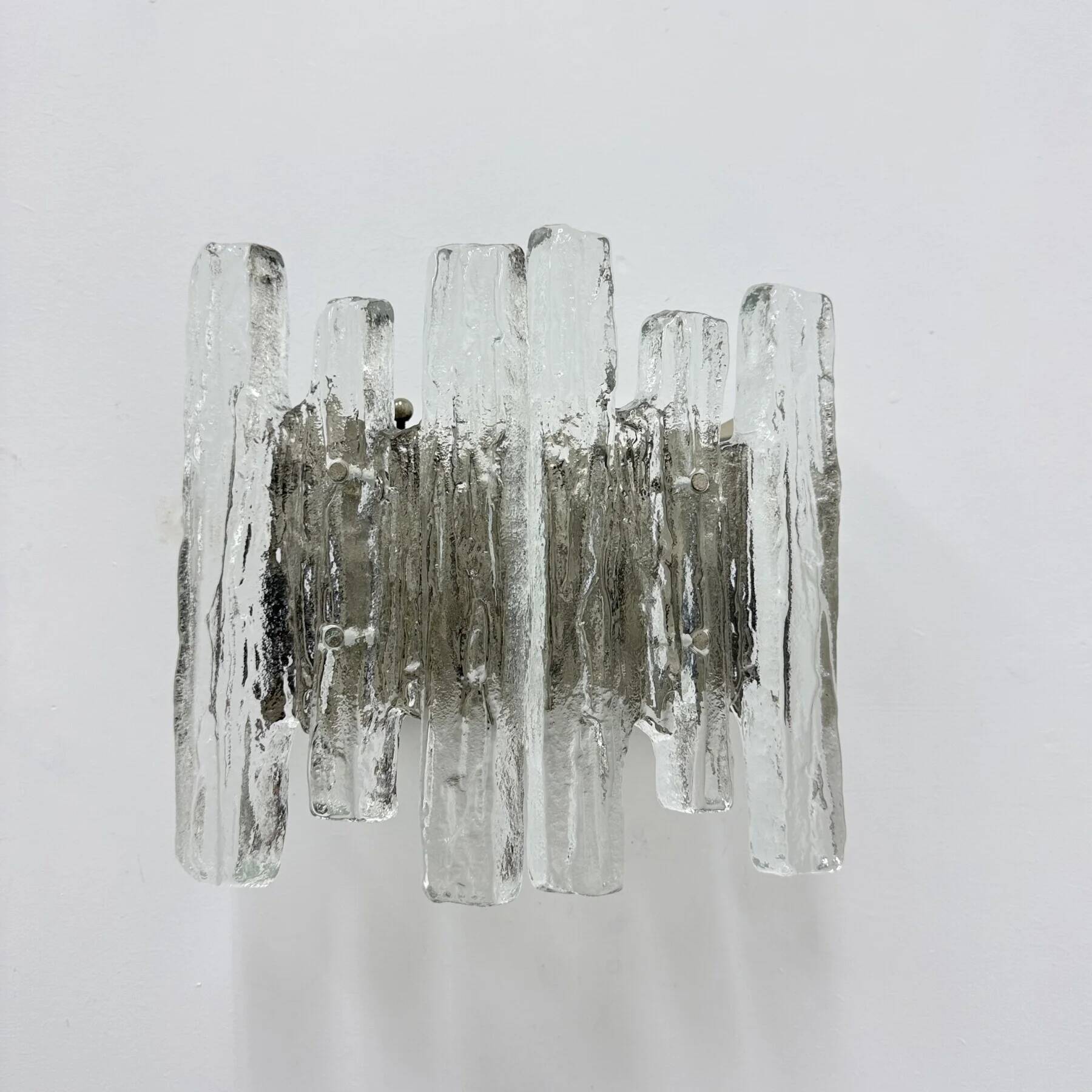 Wall sconce ice glass and metal by J.T. Kalmar for Kalmar, 60s