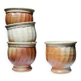4 Tasses à thé grès style Japonais estampillés vintages
