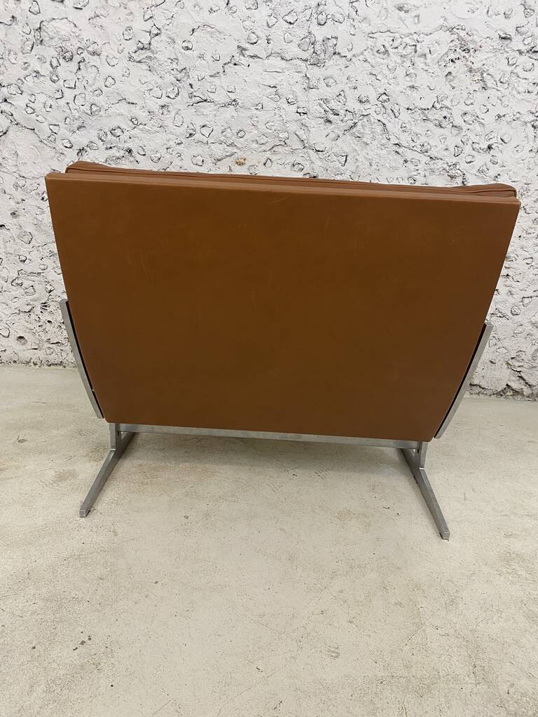Scandinavian gold leather fireside chair, BO-561 by Preben Fabricius & Jørgen Kastholm