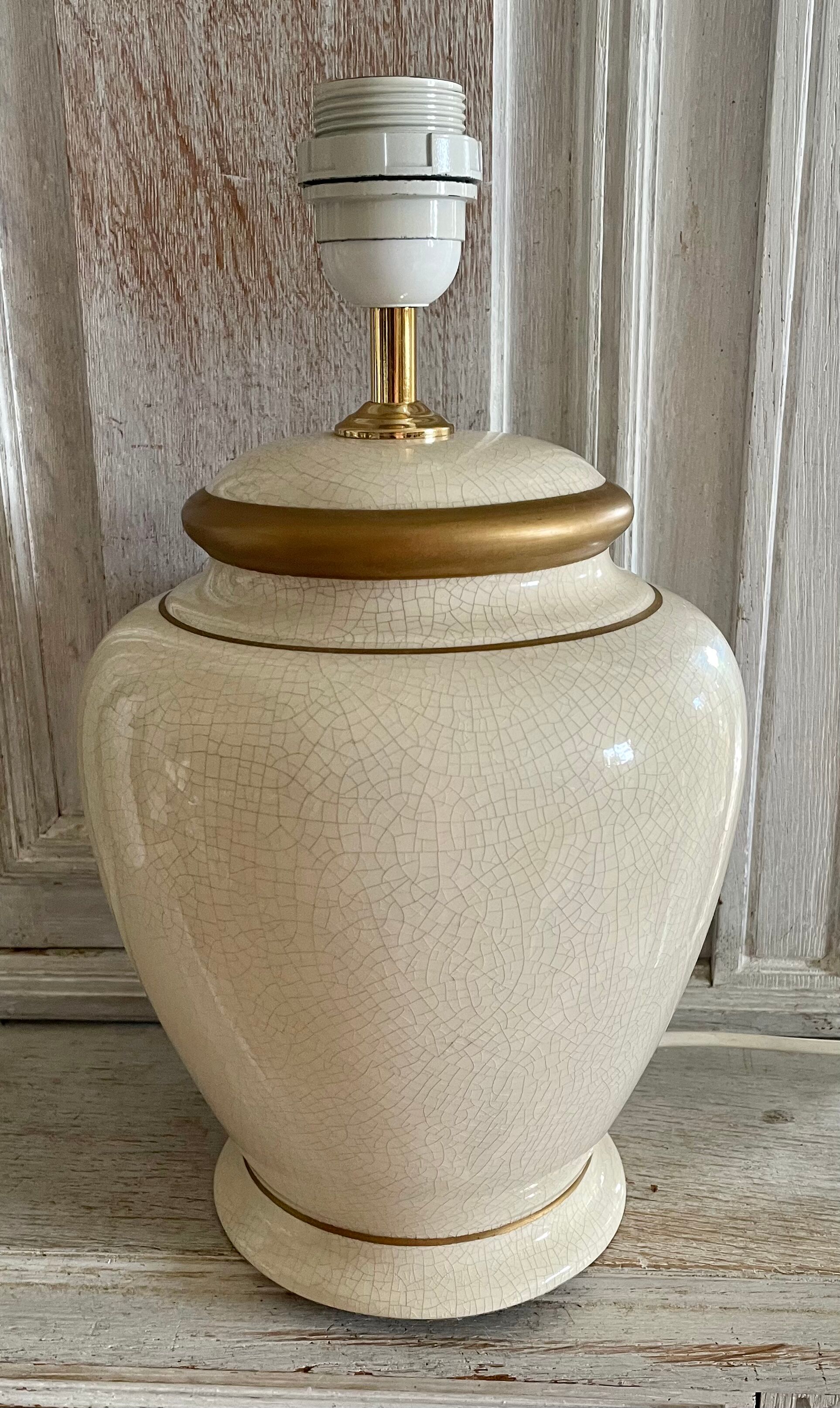 Pied de lampe en céramique craquelée vintage