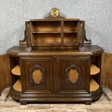 Art Nouveau period clock sideboard in oak and burl circa 1900