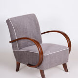 Pair of grey art deco armchairs made in the 1930s, fully refurbished beech.