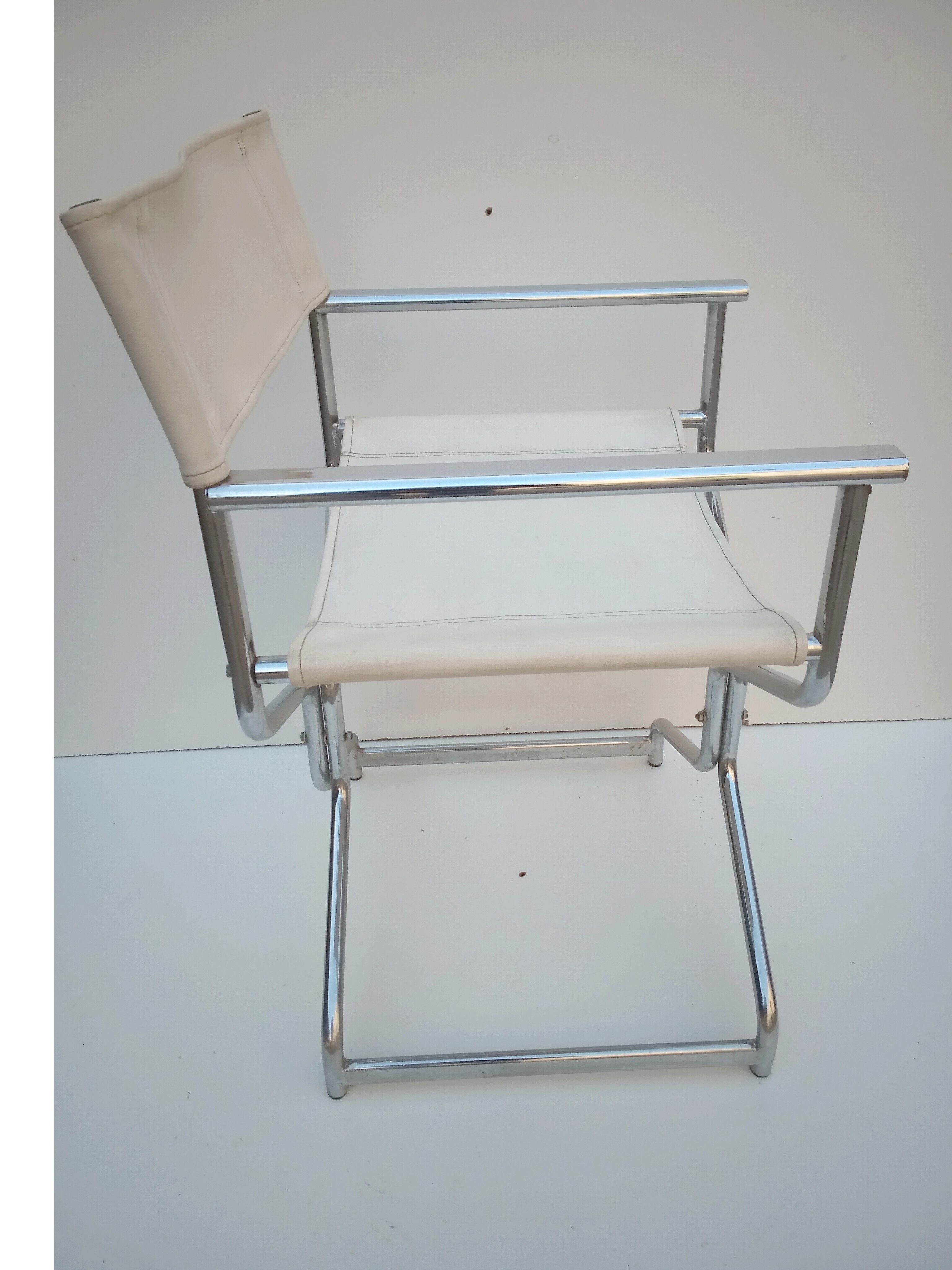 Vintage chair chair chrome director - white leather
