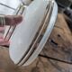 Frosted lampshade with silver trim from the 50s