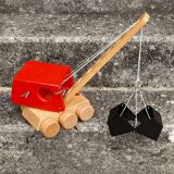 Wooden digger crane toy