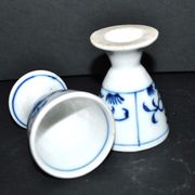 Set of 2 vintage coquetiers in white porcelain Copenhagen style