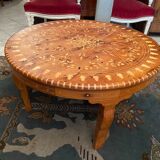 Cherifian cedar coffee table with Hispano-Moorish inlaid decoration Morocco