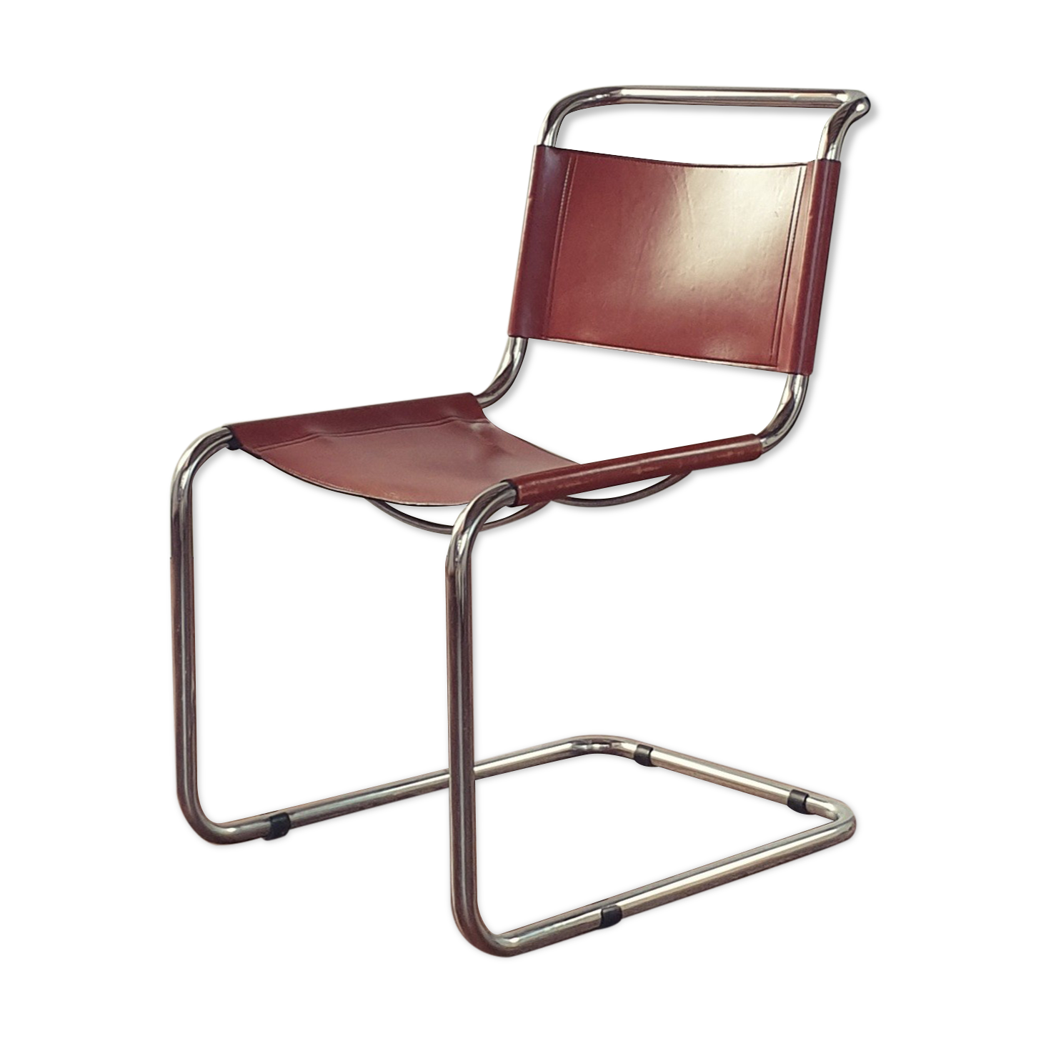 Bauhaus cognac leather chair b33 by Marcel Breuer
