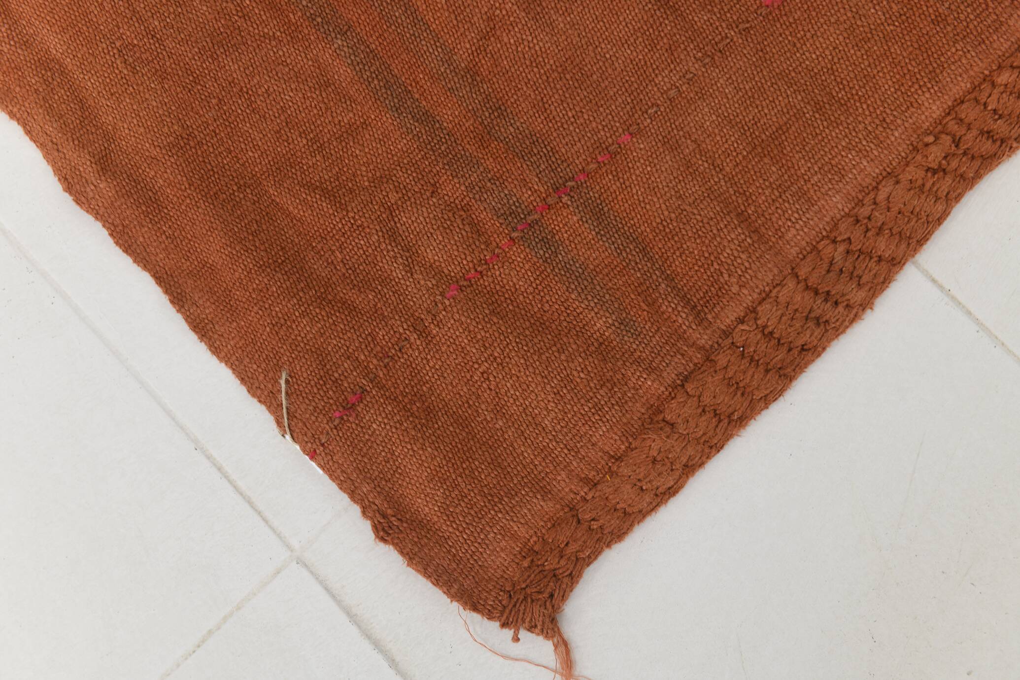 Terracotta Striped Modern Kilim Rug, 154x190Cm