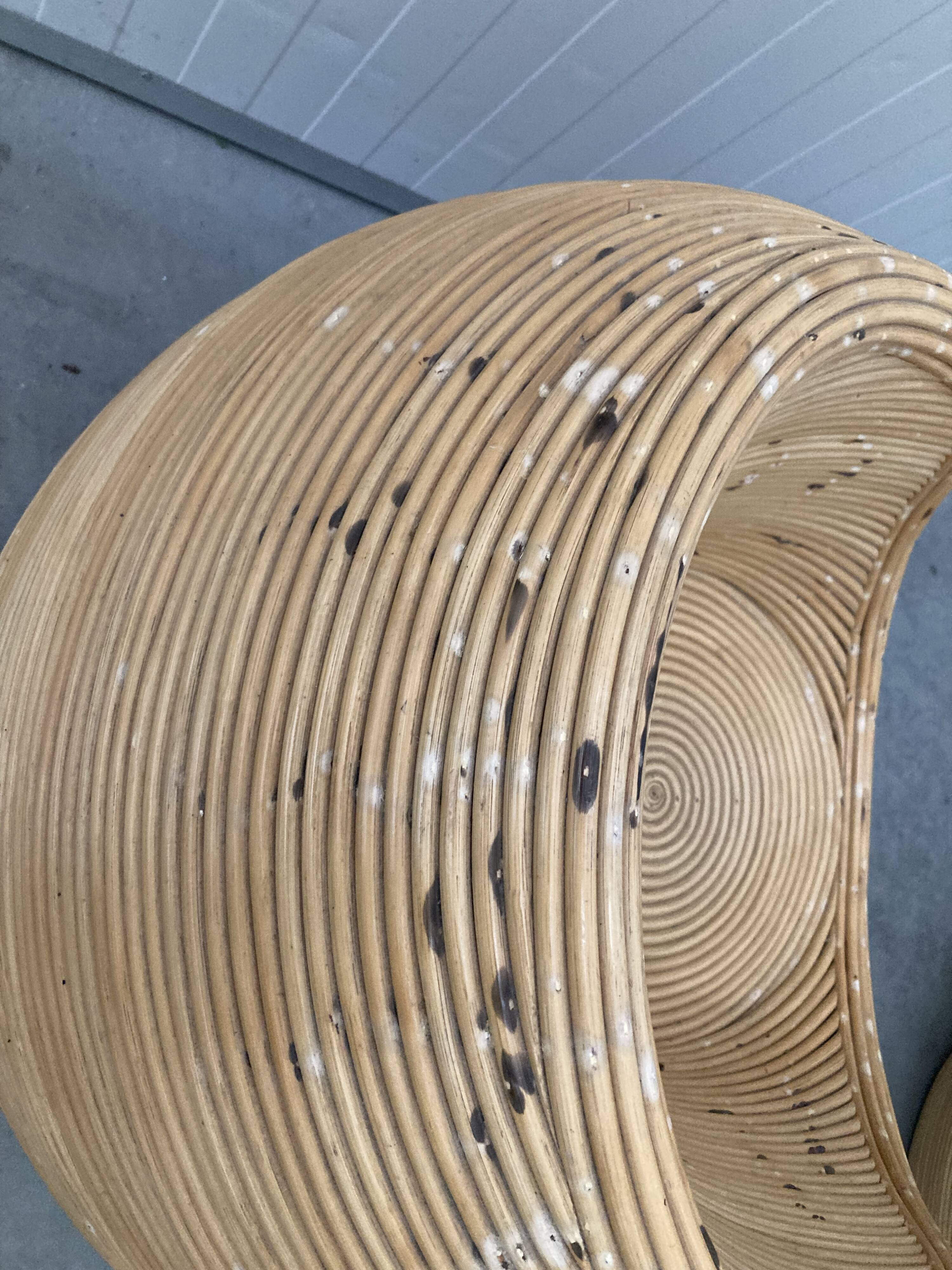 Set of Rattan Bamboo Kids Armchair Mid - Century Gabriella Crespi Style