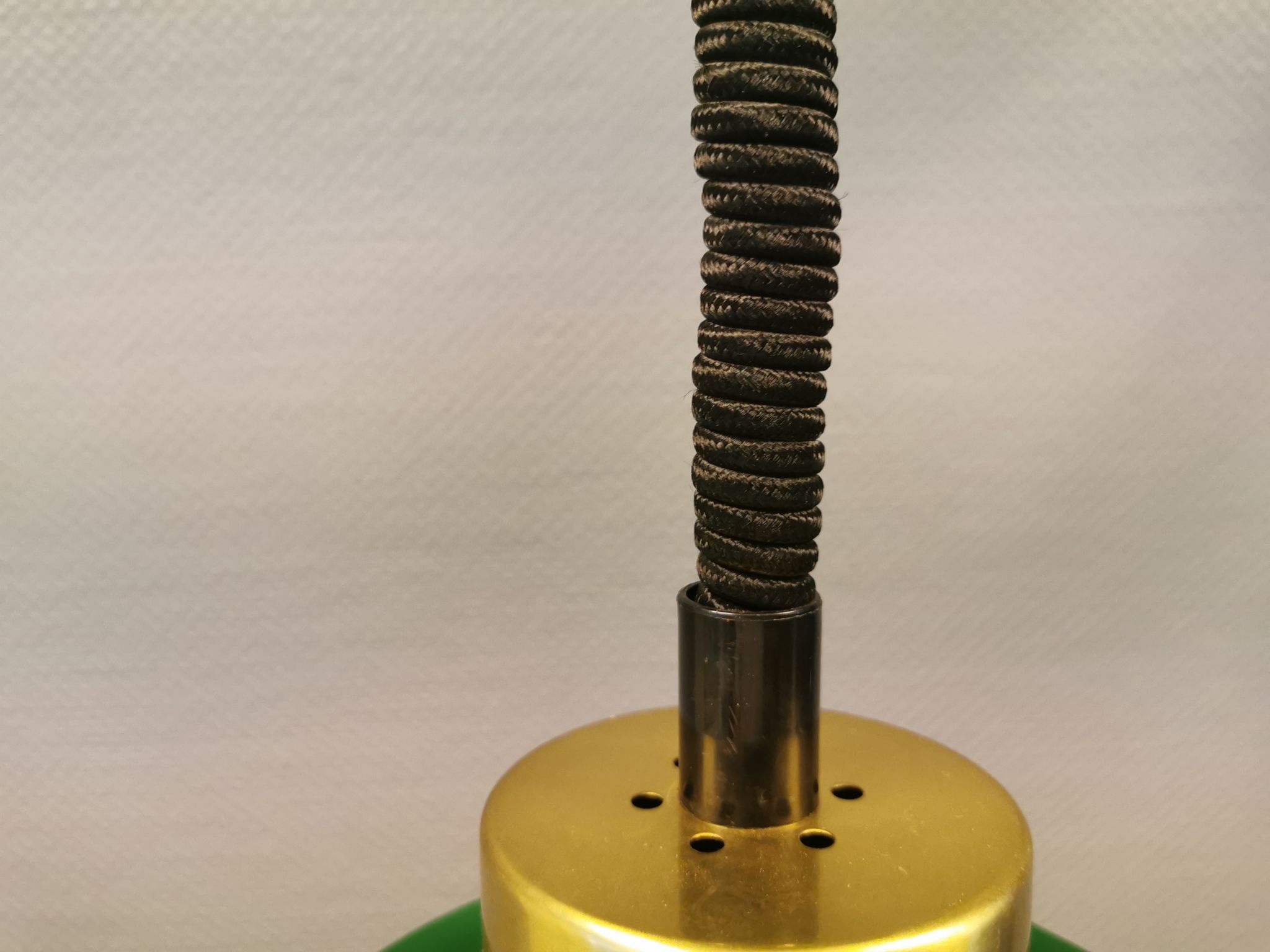 Hanging lamp from the 1970s-1980s, made of metal and brass.