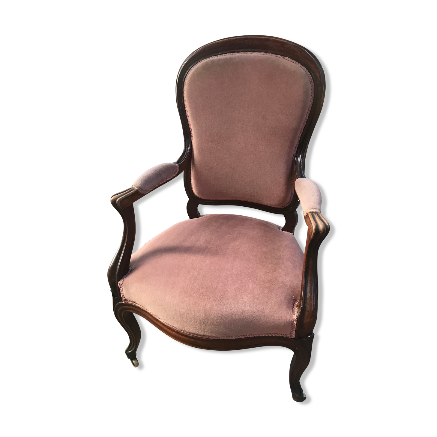 Louis Philippe pink velvet armchair
