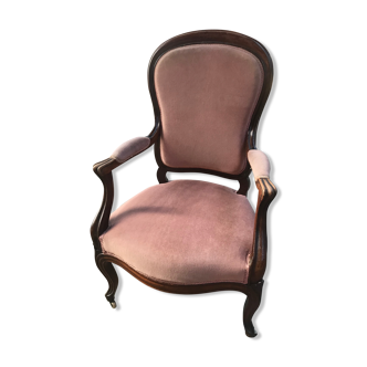 Louis Philippe pink velvet armchair