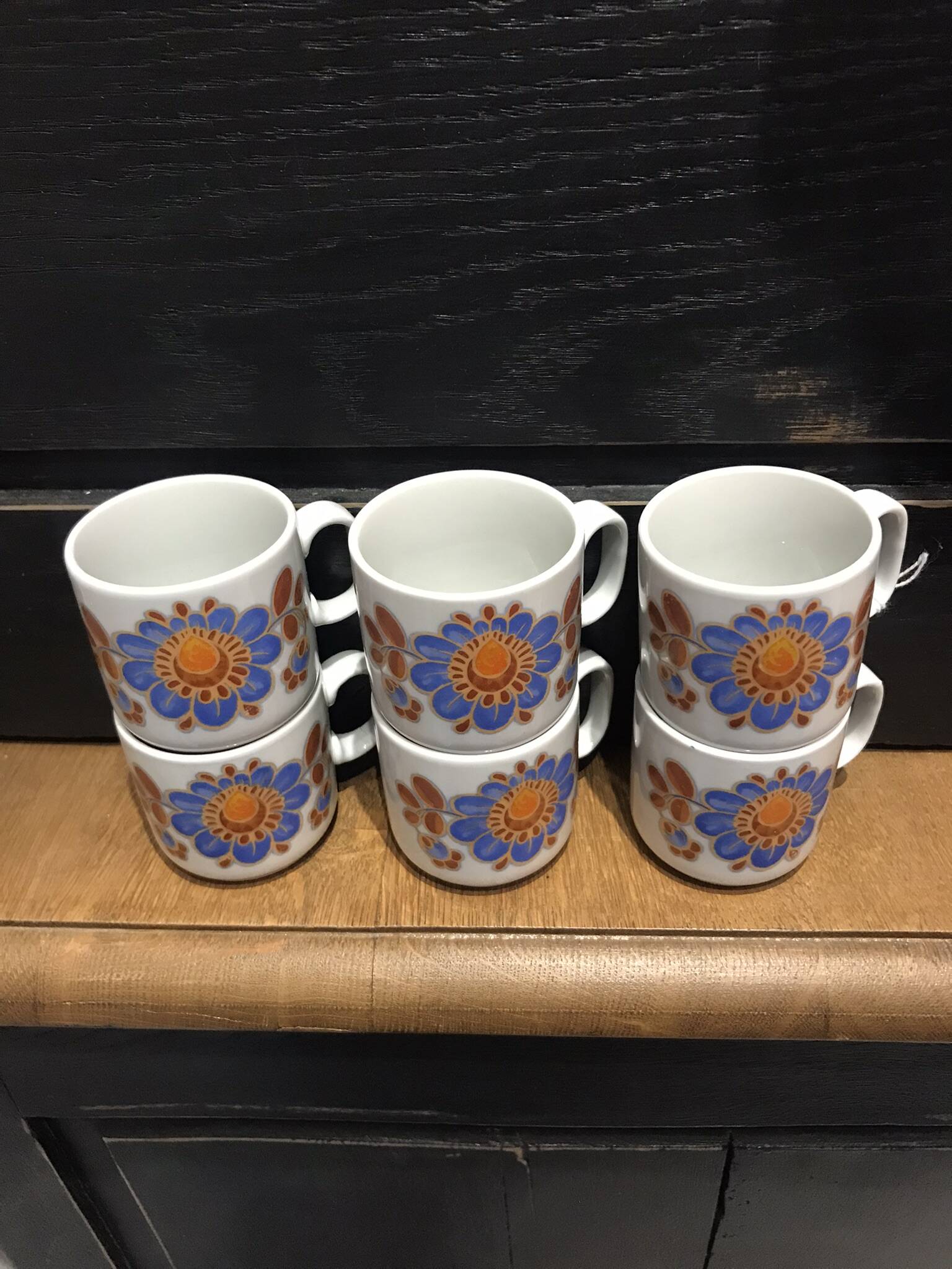 6 vintage coffee cups from the 70s, Monopoli porcelain
