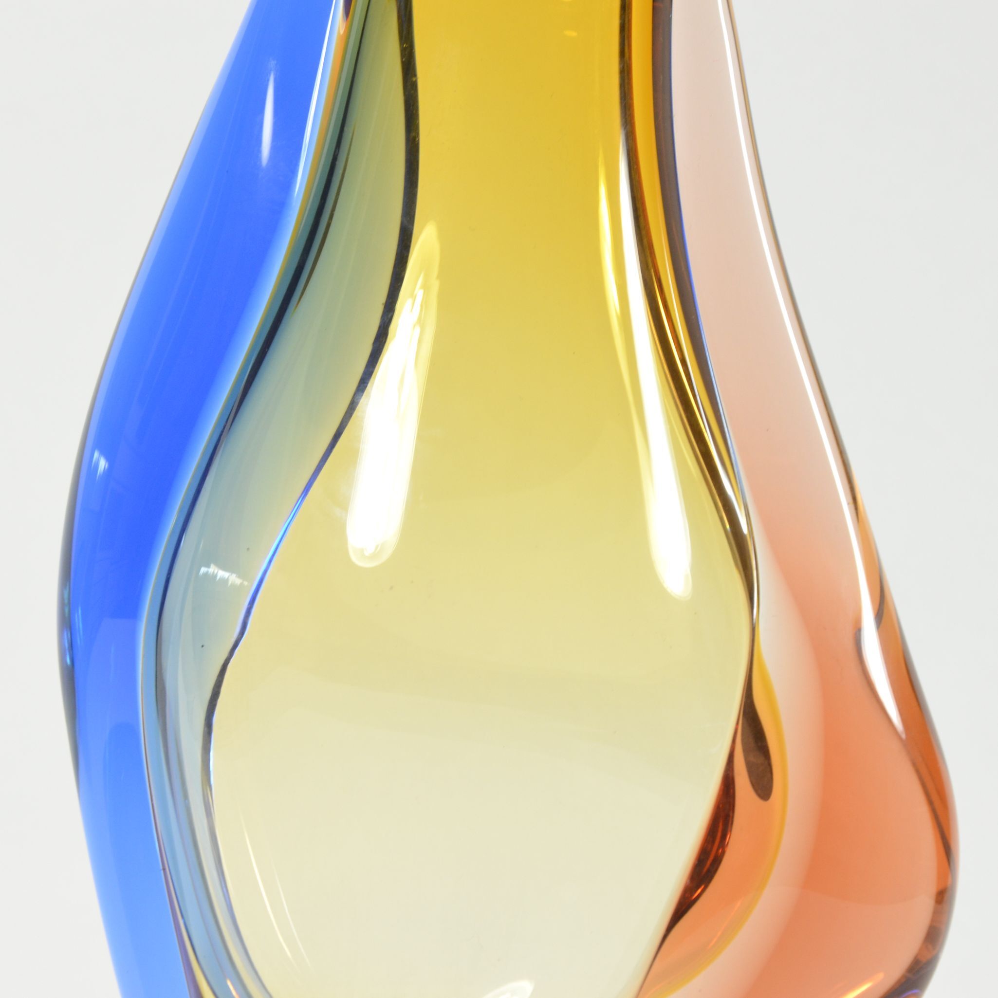 1960s blown glass three-colour vase